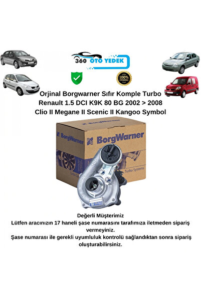 BORG-WARNER Borgwarner 54359880002 Turbo Renault 1.5 DCI K9K 80 BG 2002 > 200...