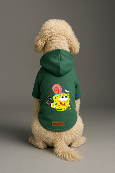 Monopetz Printed Dog and Cat Clothing & Dress with Fleece Inside - Green Colo...