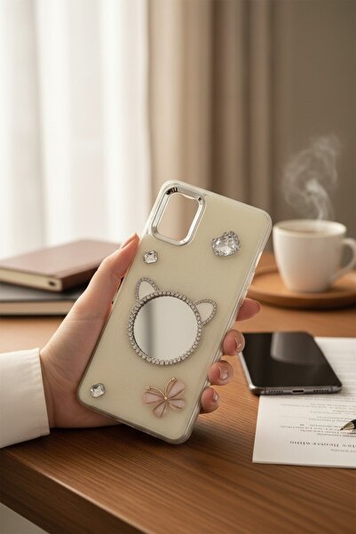 batuteknoloji Samsung Galaxy A71 Aynalı Taşlı Fiyonklu Kabartma Yüzeyli Lady ...