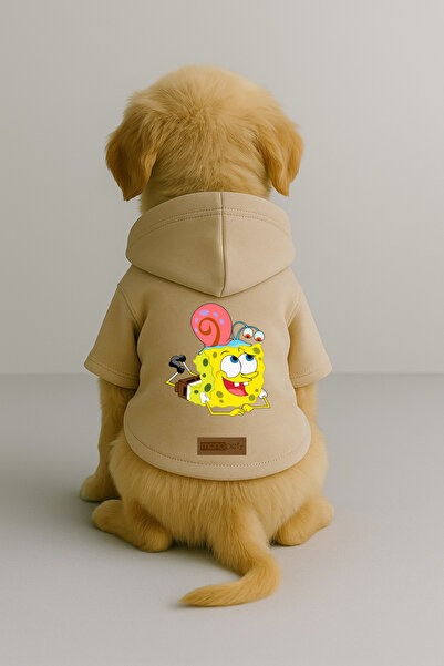 Monopetz Printed Dog and Cat Clothing & Dress with Fleece Inside - Beige Colo...