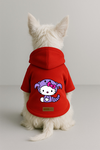 Monopetz Printed Inside Fleece Dog and Cat Clothing & Dress - Red Color K Hoo...