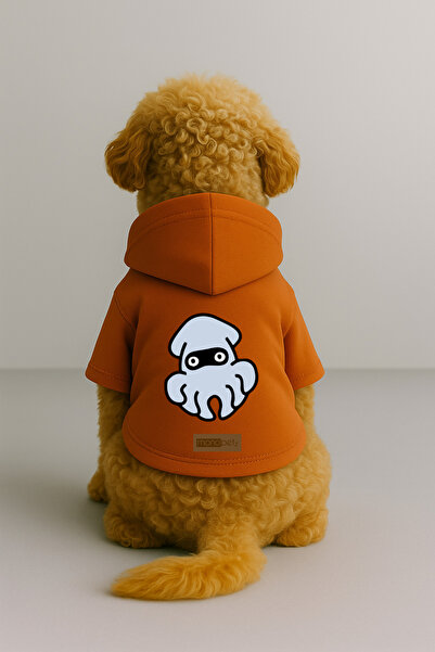 Monopetz Printed Dog and Cat Clothing & Dress with Fleece Inside - Orange Col...