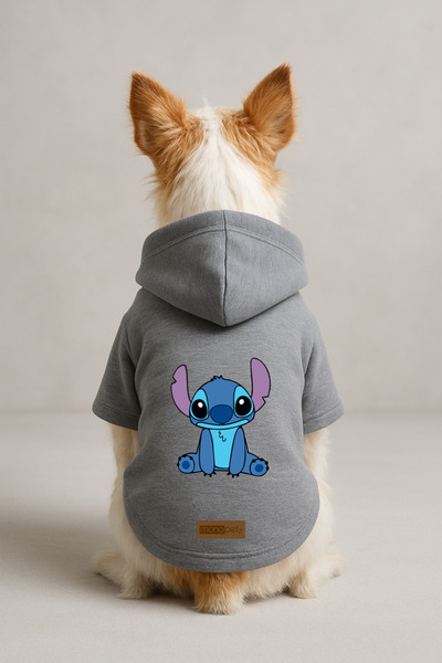 Monopetz Baskılı İçi Polarlı Köpek ve Kedi Kıyafeti & Elbisesi - Gri Renk Kap...