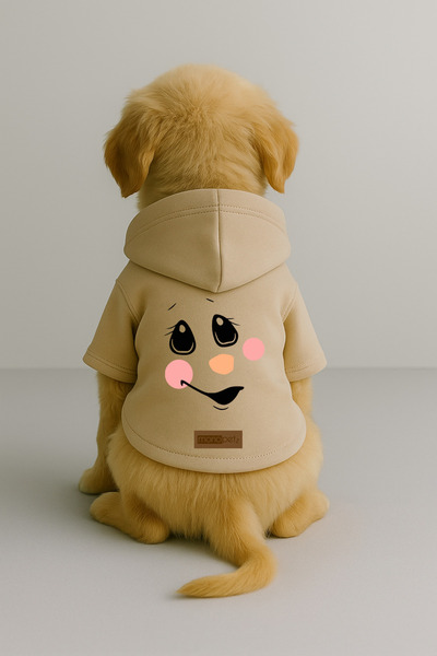 Monopetz Printed Dog and Cat Clothing & Dress with Fleece Inside - Beige Colo...