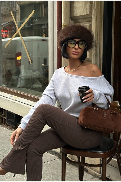 MEECY Long Sleeve Zr Model Sweatshirt with Shoulder Detail