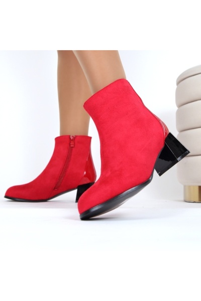 OEM Botine rosii cu toc Zania