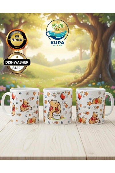 Full Baskı Winnie The Pooh Premium Porselen Kupa Bardak
