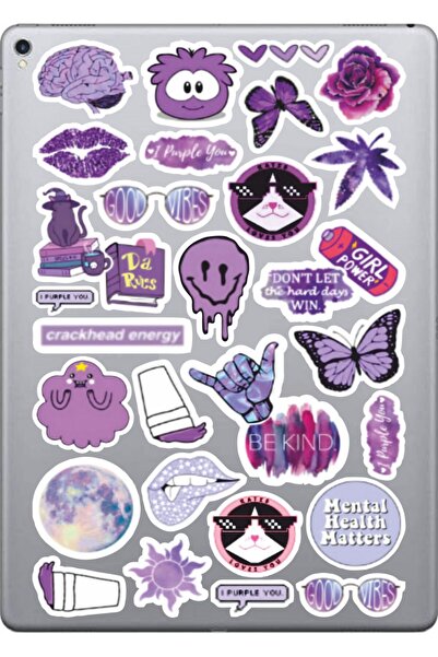 hediyenebak مجموعة ملصقات VSCO باللون الأرجواني |   ملصق للكمبيوتر المحمول والدفتر والتابلت والهاتف ودفتر الملاحظات ومجلة البوليت