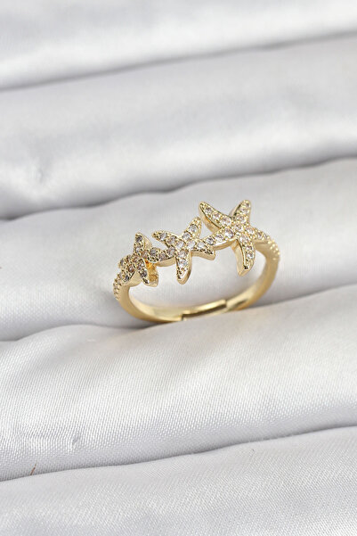 Marsilyan Brass Star Model Gold Color Women's Ring