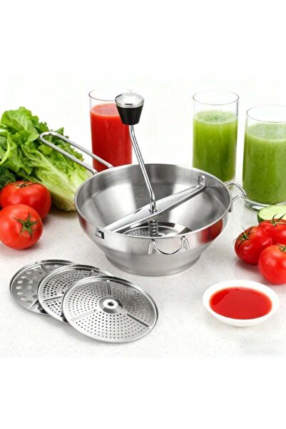 Lelaifu مبشرة طعام يدوية من الفولاذ المقاوم للصدأ ومهروس فواكه/خضروات مع 3 مرشحات