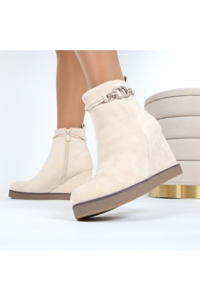 OEM Beige platform ankle boots Ozina