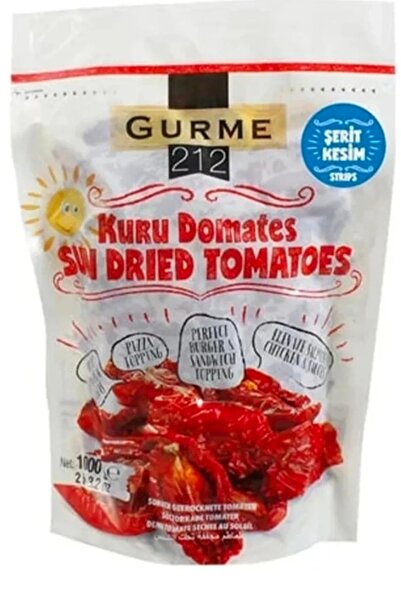 Gurme212 Naturel Güneşte Kurutulmuş Domates, Yemeğe Hazır, ŞERİT Kesim (1 ADET X 1000GR) Domates Kurusu