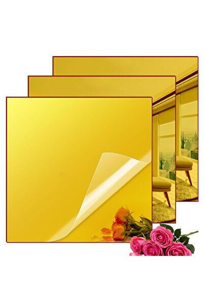 Slasa Gold Acrylic Mirror Sheets 1/8 Thick, 3 Pack 8x8in