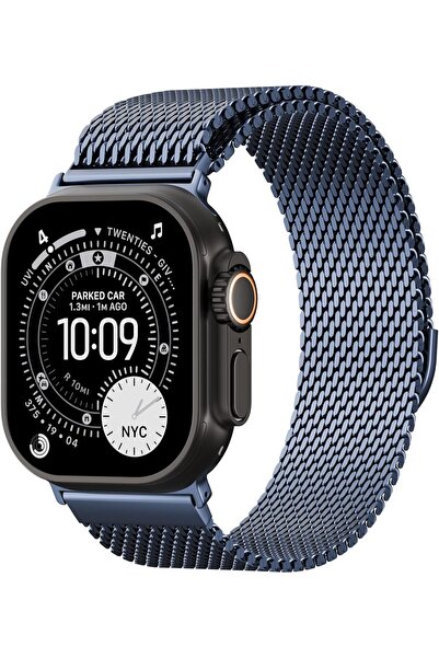 HYX سوار Apple Watch مغناطيسي من الفولاذ المقاوم للصدأ بشبكة ميلانو (42/44/45...