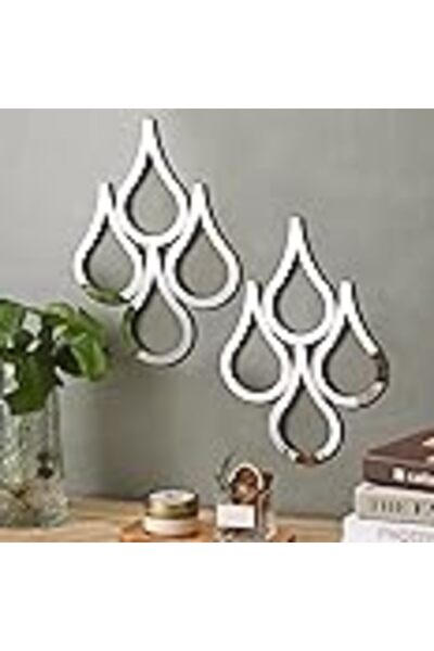 Slasa 2-Piece Teardrop Wall Mirrors, 15.7 x 11 in, Silver