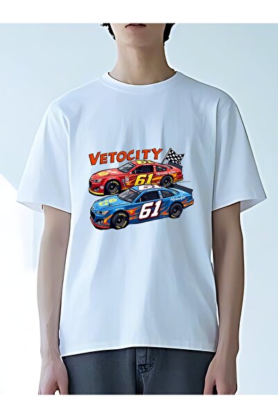 MIXSNOW تي شيرت رجالي كبير الحجم برقبة مستديرة: "VETOCITY" سيارات السباق - 10...