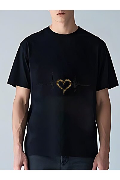 MIXSNOW تي شيرت رجالي كبير الحجم برقبة مستديرة: خط تخطيط القلب - 100٪ قطن ناع...
