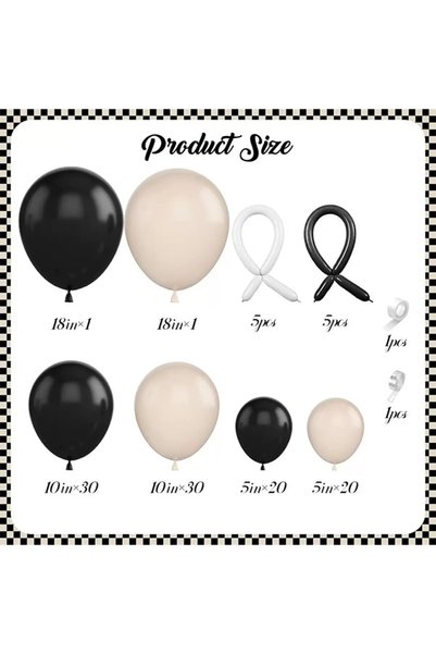 Generic 112-pcs Black Beige Latex Decorative Balloon Arch Garland Set Wedding Birthday Bachelorette Party