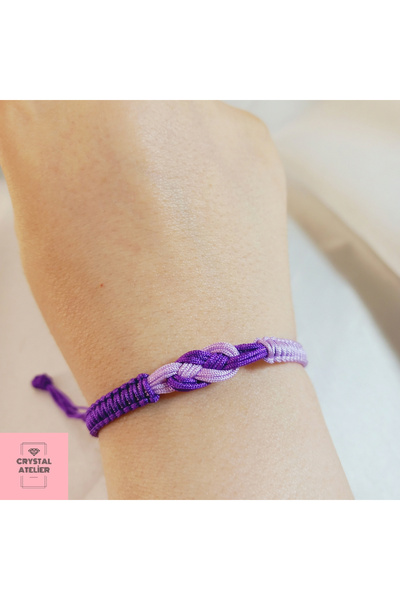 Crystal Atelier Infinity Figured Macrame Bracelet – Unisex Adjustable Handmad...