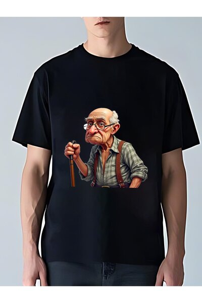 MIXSNOW تي شيرت رجالي كبير الحجم برقبة مستديرة: Grumpy Old Man - 100٪ قطن ناع...