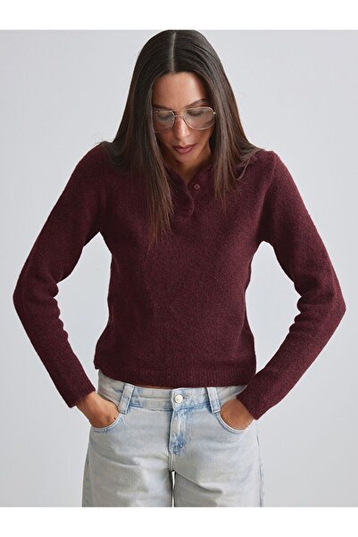 LC Waikiki LCW Vision Polo Yaka Yün Karışımlı Kadın Triko Kazak