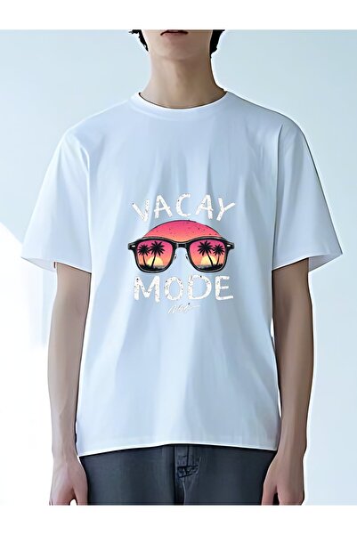 MIXSNOW تي شيرت رجالي كبير الحجم برقبة مستديرة: "VACAY MODE" - 100٪ قطن ناعم ...