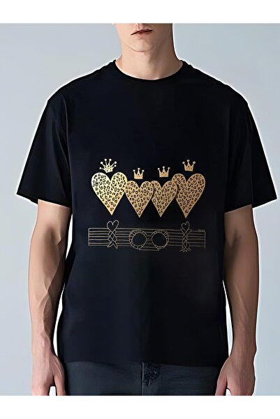 MIXSNOW تي شيرت رجالي كبير الحجم برقبة مستديرة: Crown Heart - 100٪ قطن ناعم و...
