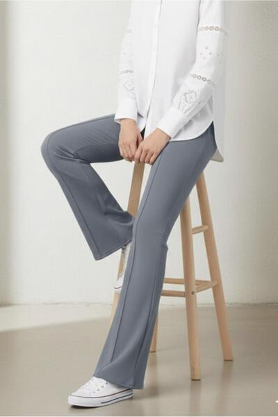 TRENDTESETTÜR KADIN GRİ İSPANYOL PAÇA PANTOLON T 6011
