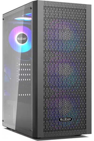 PCCOOLER Carcasa Gaming MASTER MA100 MESH 4 ARGB LED + ARGB Fan Controller Middle Tower Negru