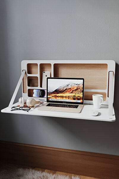 Wooden Studio Lumo Duvara Monte Katlanır Çalışma Masası | Doğal Ahşap Ofis ve...