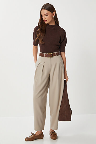 Lovelyİstanbul Pensli Polyviscon Balloon Pants Lgp0031 Beige