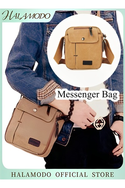 HALAMODO حقيبة ساعي للرجال حقيبة كتف من القماش حقيبة سفر حقيبة يد حقيبة كروس بودي حقيبة حقيبة يد عتيقة متعددة الاستخدامات