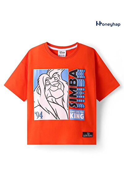 Honeyhap Disney Terry Knit Half Sleeves T-Shirt With Lion King Graphics and B...