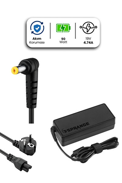 SPRANGE ACER Laptop Notebook Adaptörü Şarj Aleti 19V 4.74A 90W Sarı Uç 5.5x1....