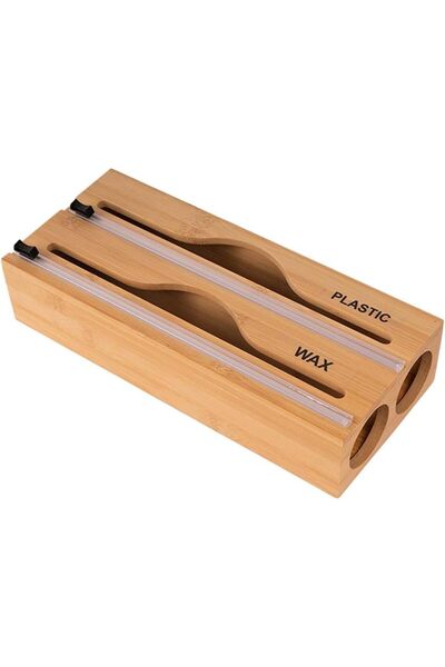 sharpdo Kitchen Simple Wall-Mounted Bamboo Cling Film Cutter (2 Grids)