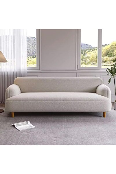 Saharaz 2 Seater Sofa, Soft Upholstered Boucle Sherpa Fabric Loveseat Sofa Co...