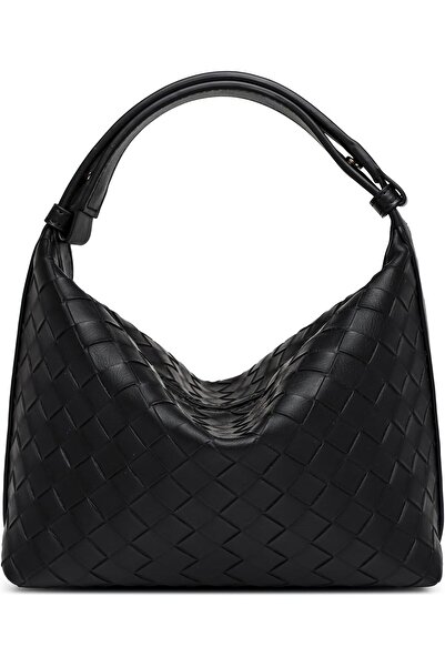 Jeehan حقيبة كتف نسائية من الجلد النباتي المنسوج - تصميم مضفر يدويًا