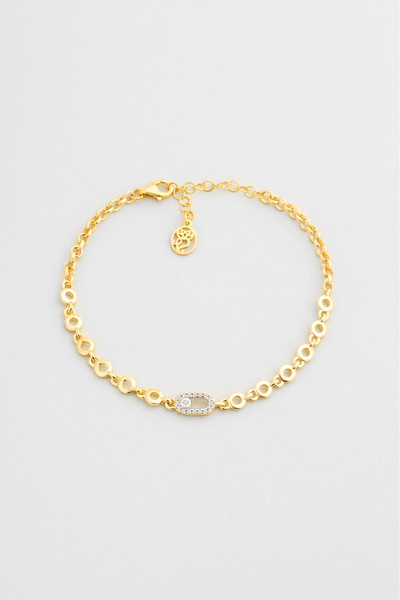 So CHIC... Ay Işığı 18 Ayar Sarı Altın Kaplama 19 Cm Gümüş Minimal Bileklik