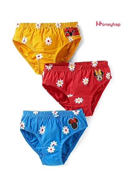 Honeyhap Disney Cotton Lycra Knit Panties Minnie Mouse &Floral Pack Of 3-Yell...