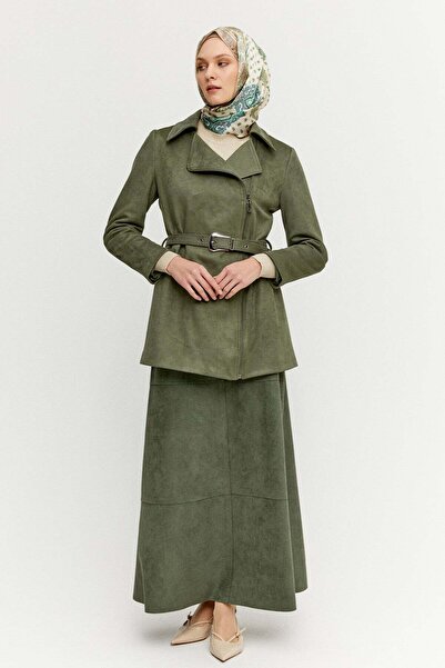 Setrms Parçalı Süet Görünümlü Etek