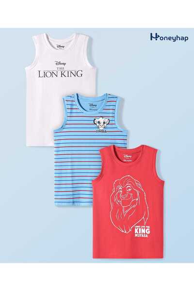 Honeyhap Disney Vests With Lion King Graphics and Stripes (Pack of 3) - Red B...