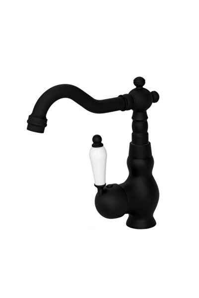 Spis Design Robinet pentru chiuvetă cu gura de scurgere înaltă, retro, negru mat