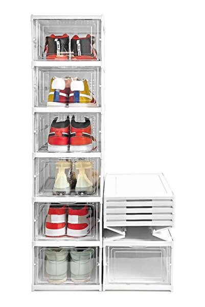 Saharaz 2 pack Portable Shoe Rack 6 Tiers Plastic Shoes Cabinet, Organize Sho...