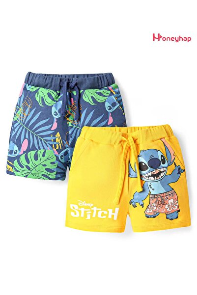 Honeyhap شورتات ديزني من نسيج تيري مع رسومات ليلو وستيتش، عبوة من 2 قطعة - أص...