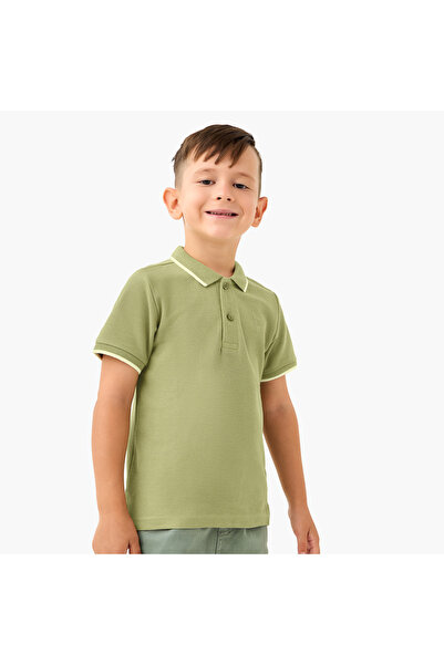 Juniors تي شيرت بولو مطرز بأكمام قصيرة