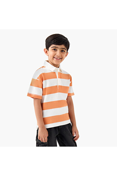 Juniors تي شيرت بولو مخطط بأكمام قصيرة