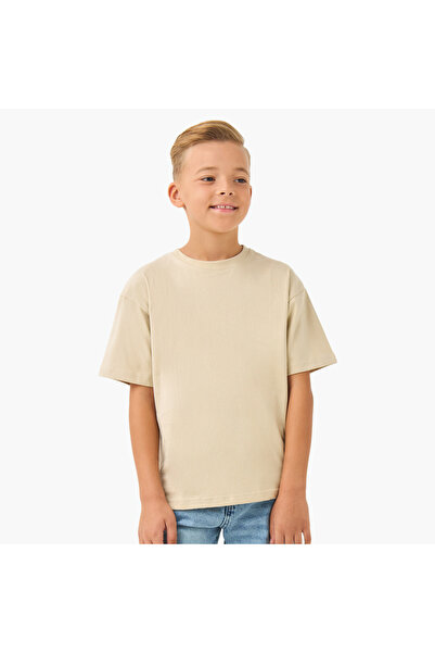 Juniors Solid T-shirt with Crew Neck and Short Sleeves