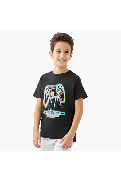 Juniors Game Controller Print Crew Neck T-shirt