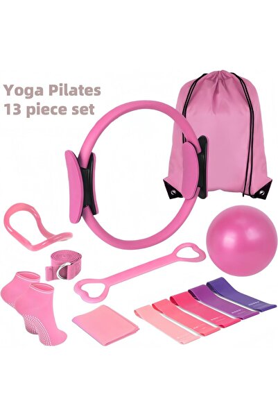 Sthxyfaith مجموعة أساسيات حلقة بيلاتيس للنساء، مجموعة معدات التمرين المنزلي مع أشرطة مقاومة كروية مقاس 9.8 بوصة