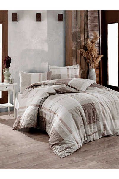 Bella Home Set de lenjerie de pat Crystal Double Ranforce - 4 piese - bumbac 100% - Original Luxury Box Atlas Brown